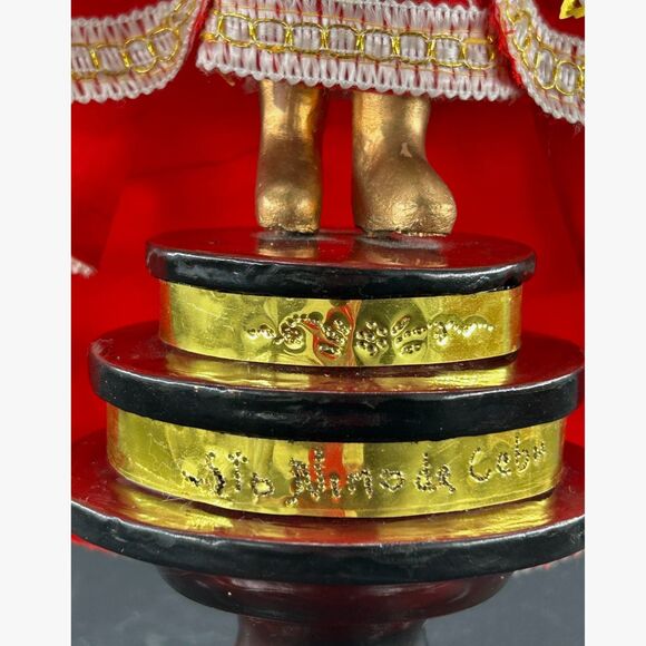 Child Jesus, The Santo Nino de Cebu Painted Wood & Flocked Cape Catholic VTG - Picture 4 of 13